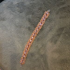 Elegant Beaded Bracelet in Orange and Purple